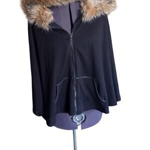 FEVER brand woman's black fur lined cape/poncho, Medium